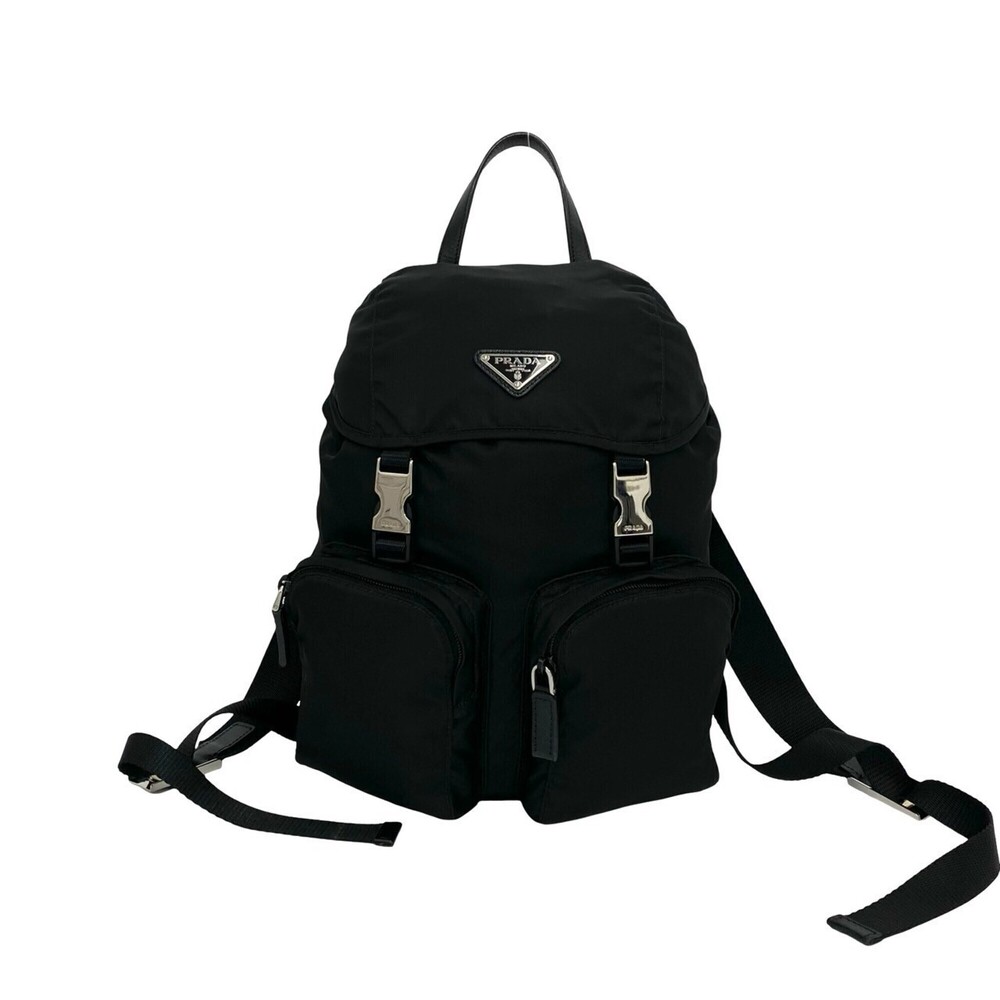 PRADA Prada Triangle Logo Hardware Tessuto Pocono Nylon Saffiano Leather Genu...